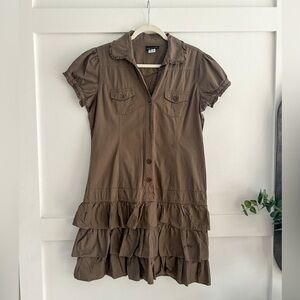 Venus Y2K espresso tiered ruffle dress